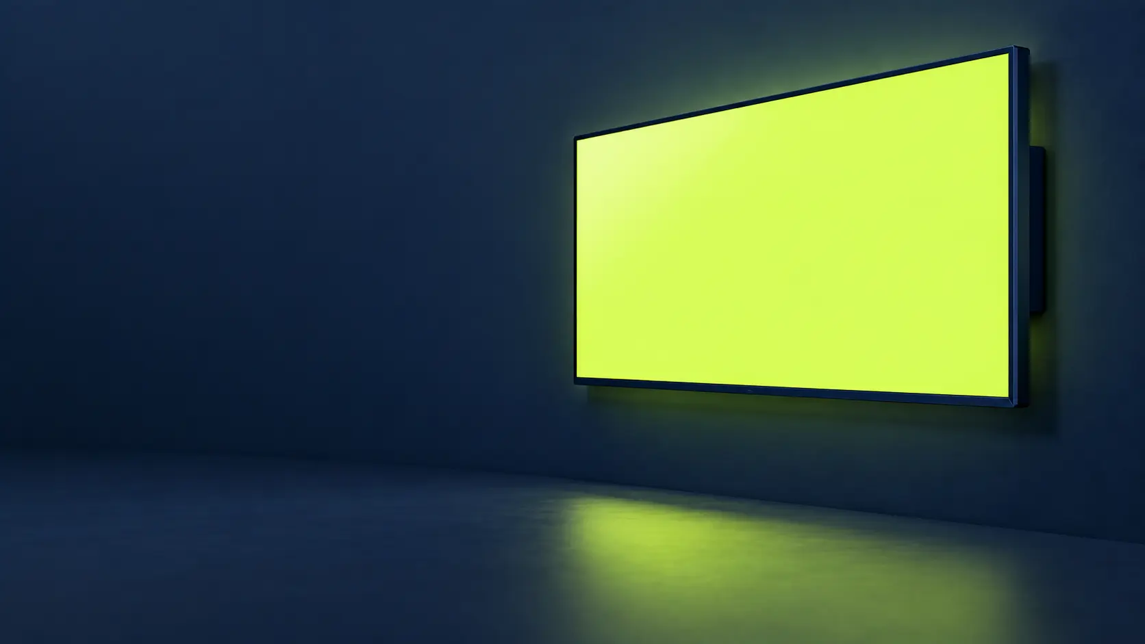 Glowing lime Brandboard screen on a venue wall